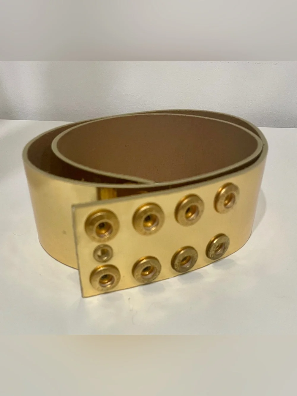 Michael Kors Gold Metalic Leather Belt, 8